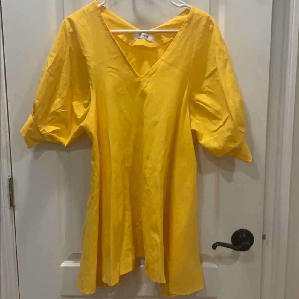 STORETS yellow puff sleeve mini